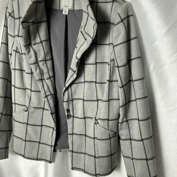 Halogen plaid blazer,academia,clueless preppy,office,business woman, grey,Sm,EC - Picture 9 of 16